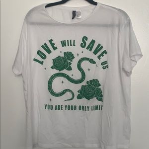 Love will Save us white tee Large